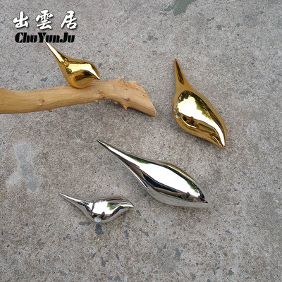 天然树枝小鸟树脂装饰架子站棍