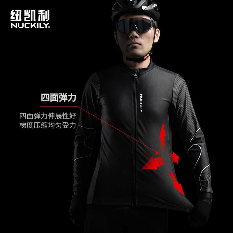 NUCKILY 秋冬季骑行服长袖套装自行车服男抓绒寒保暖车队改装