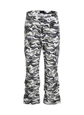 Cseven黑白迷彩裤cargo pants水洗做旧喇叭工装双褶宽松伞兵裤男