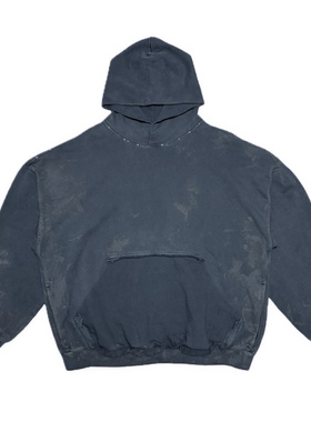 C7泥染水洗帽衫dirtyfit做旧废土风纯棉连帽卫衣廓形落肩宽松男