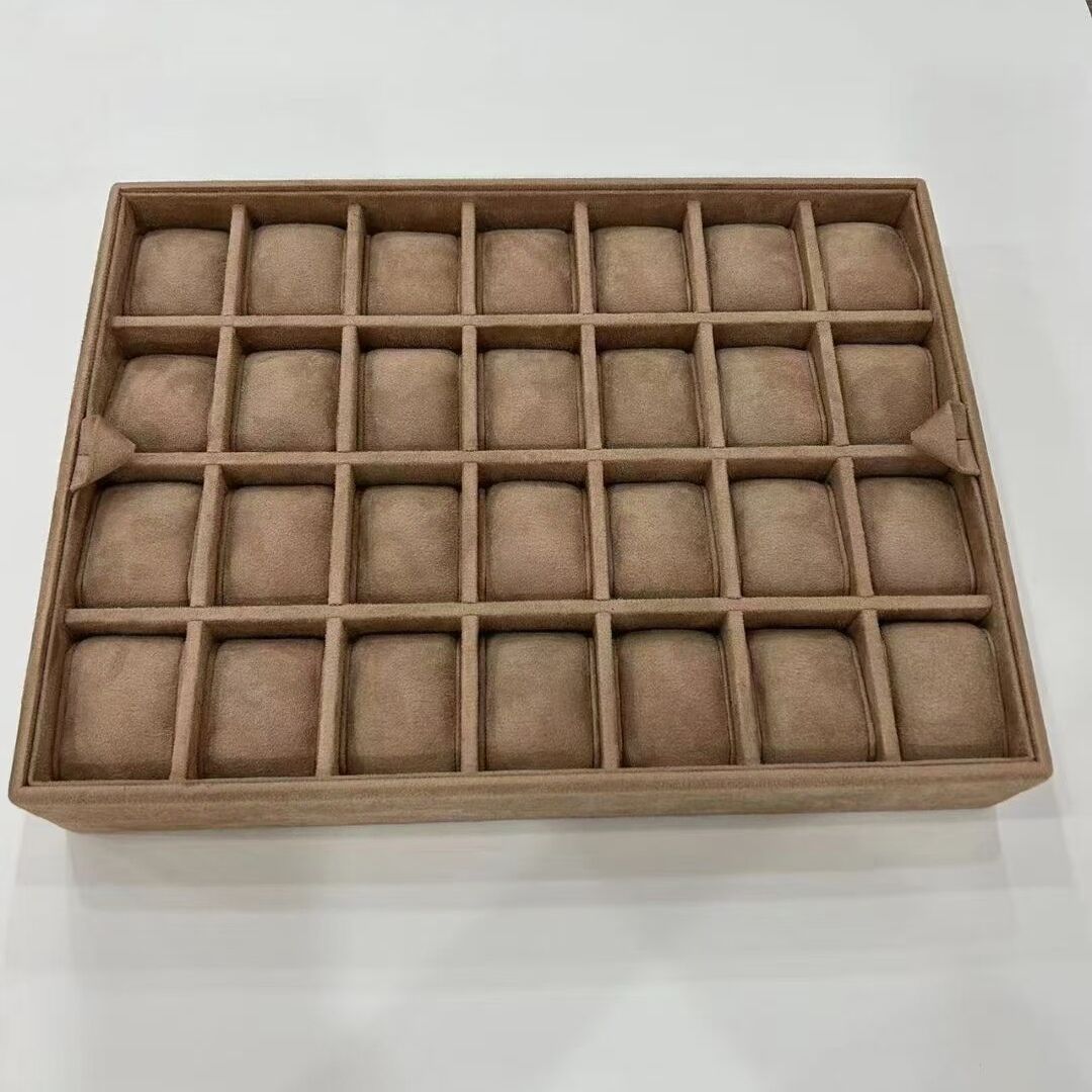 柜台手表展示盘手表托盘陈列表盘看货盘收纳盒高档麂皮绒超纤表盘