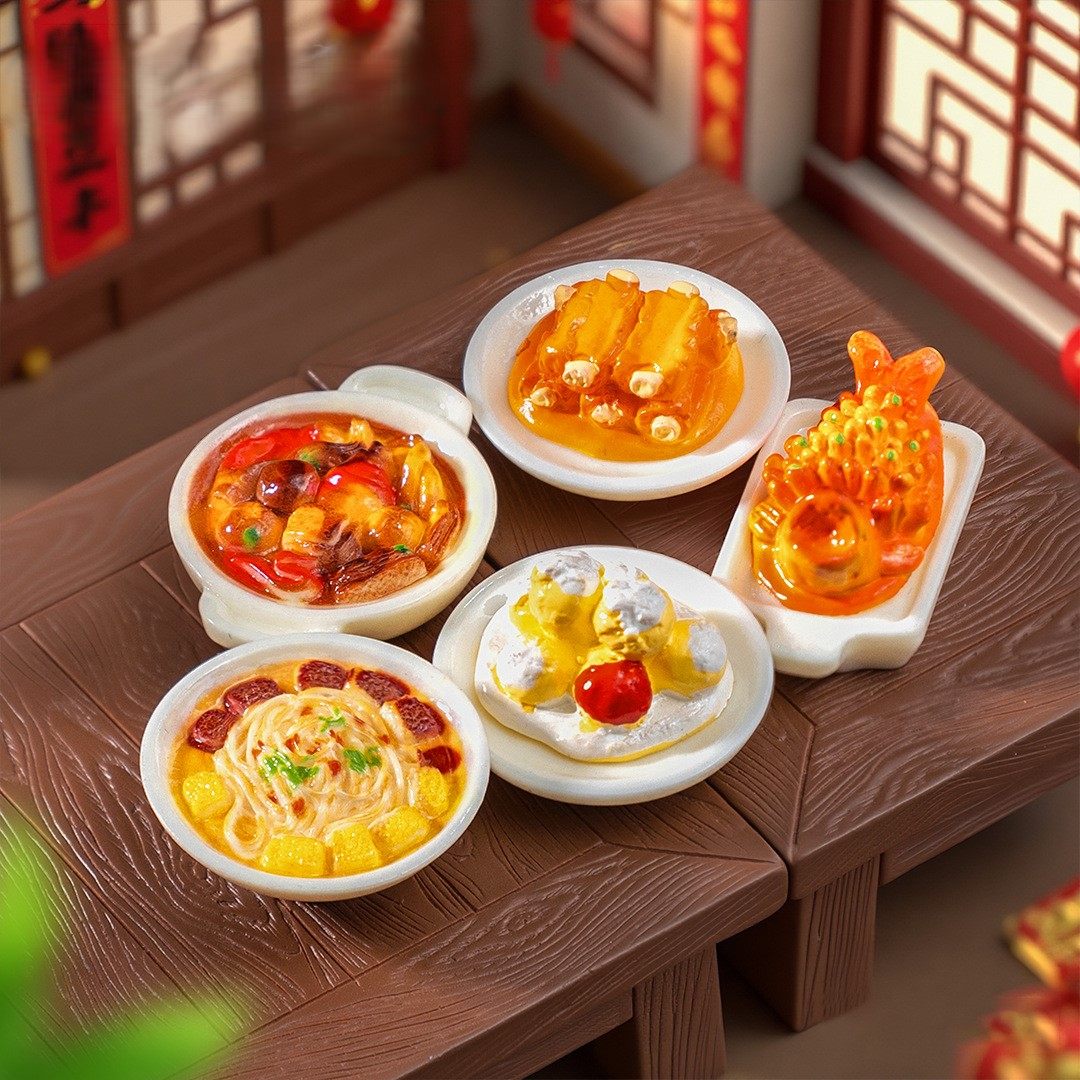 仿真食玩年夜饭新年场景diy装饰