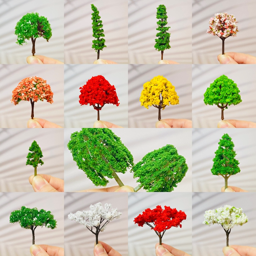 微景观仿真樱花绿树diy沙盘模型