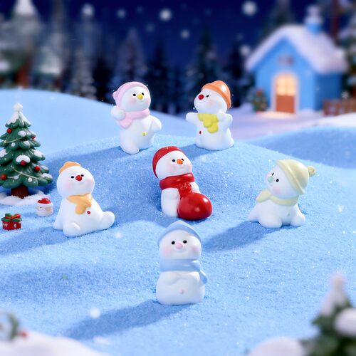 微景观仿真圣诞雪人模型桌面摆件