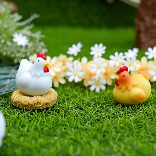 微景仿真动物胖公鸡母鸡微缩模型