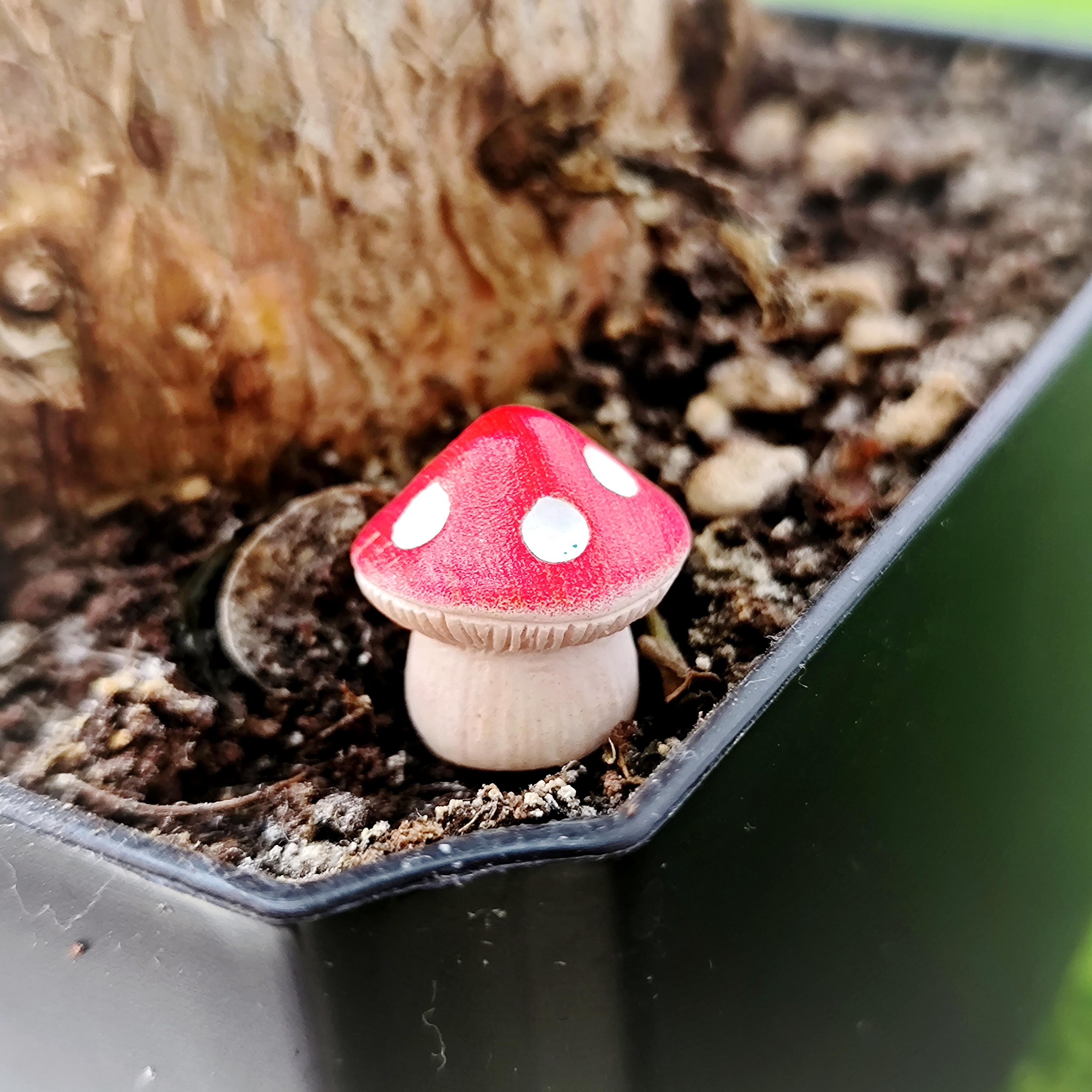 微景仿真迷你红蘑菇桌面车载摆件