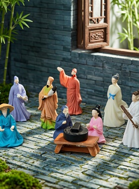 微景观仿真古装人物公仔微缩模型 diy中式造景配件桌面车载小摆件