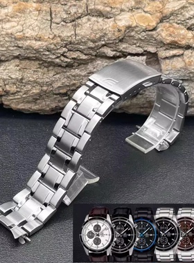 乐乐表行 卡西欧手表 表链 表带EFR-526L/D实心钢带钢带 22mm男款