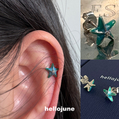 彩色滴油 hellojune 通体925银 海星耳钉