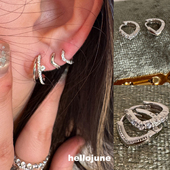 V字贴耳耳圈 hellojune 通体925银 迷你边缘耳洞耳环