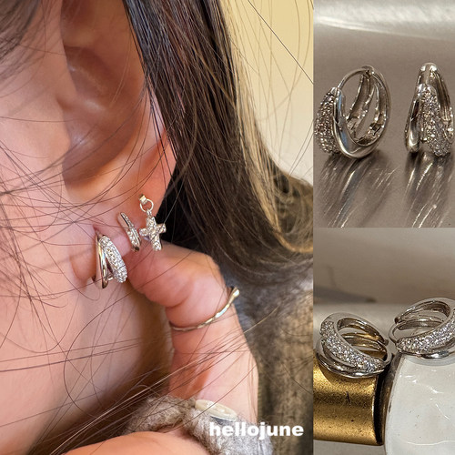 hellojune 通体925银 双层耳环