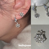 hellojune s925通体925银冬日限定浪漫雪花耳钉耳饰 小众雪花耳环