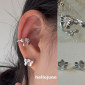 立体蝴蝶结耳钉 hellojune S925银 耳夹