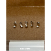 hellojune 精工气质迷你几何小银豆耳钉 通体925银 自制款 自留