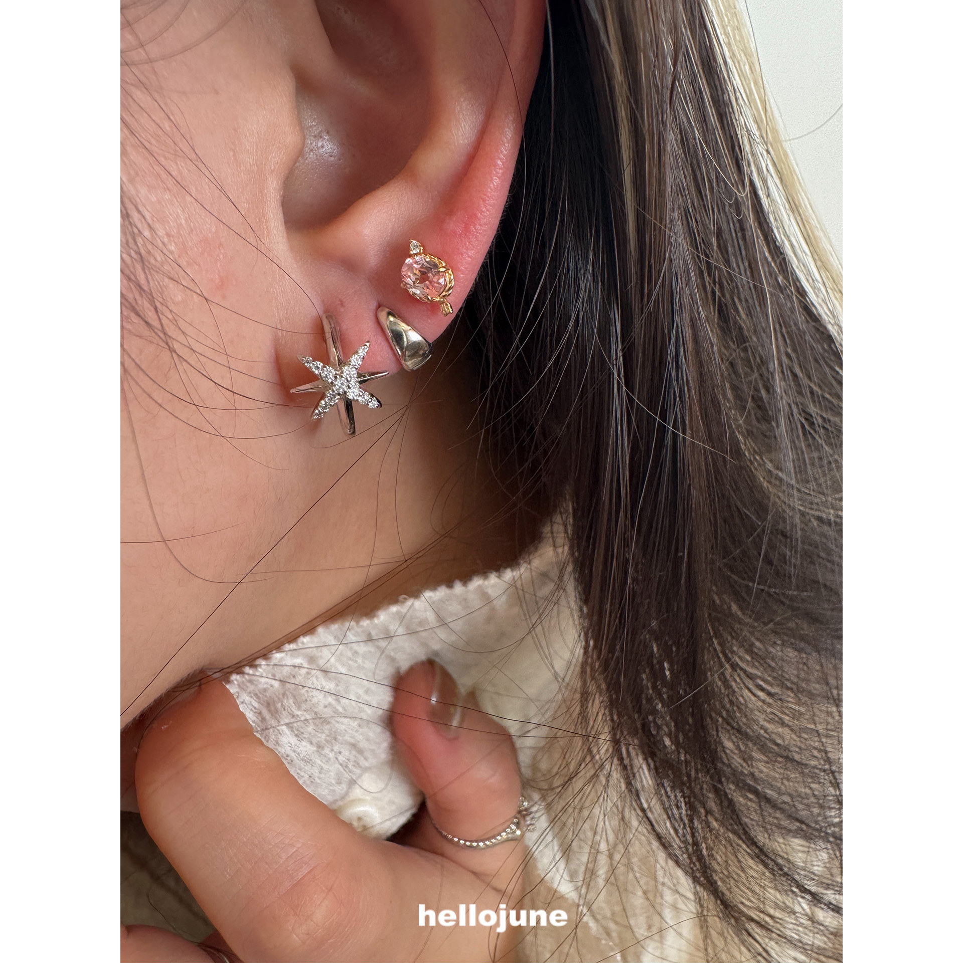 hellojune 六芒星耳环,饰品/流行首饰/时尚饰品新,银饰耳饰,淘宝优惠券,粉丝福利购,淘宝优惠卷