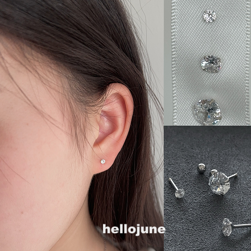 925银超迷你简约圆钻耳骨钉耳钉