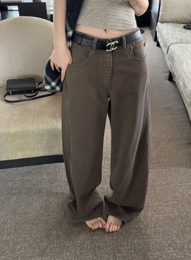 日韩4476#Here yaya shop 糖炒栗子特殊水洗色巨洋气薄绒显腿直牛