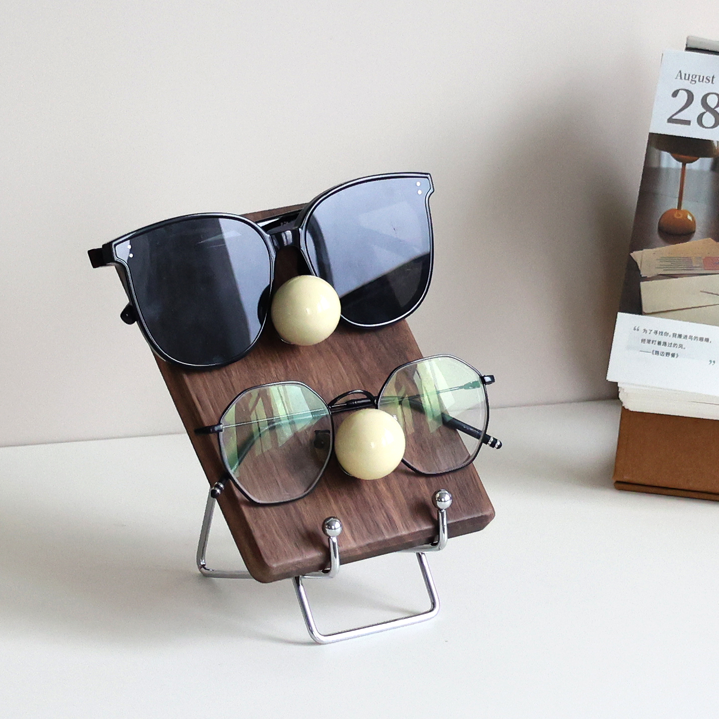创意胡桃木眼镜收纳架高档太阳镜展柜装饰陈列道具办公眼镜放置架