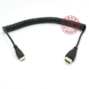 带弹簧 mini HDMI数据线 可伸缩 mini HDMI公转HDMI高清 DV数据线