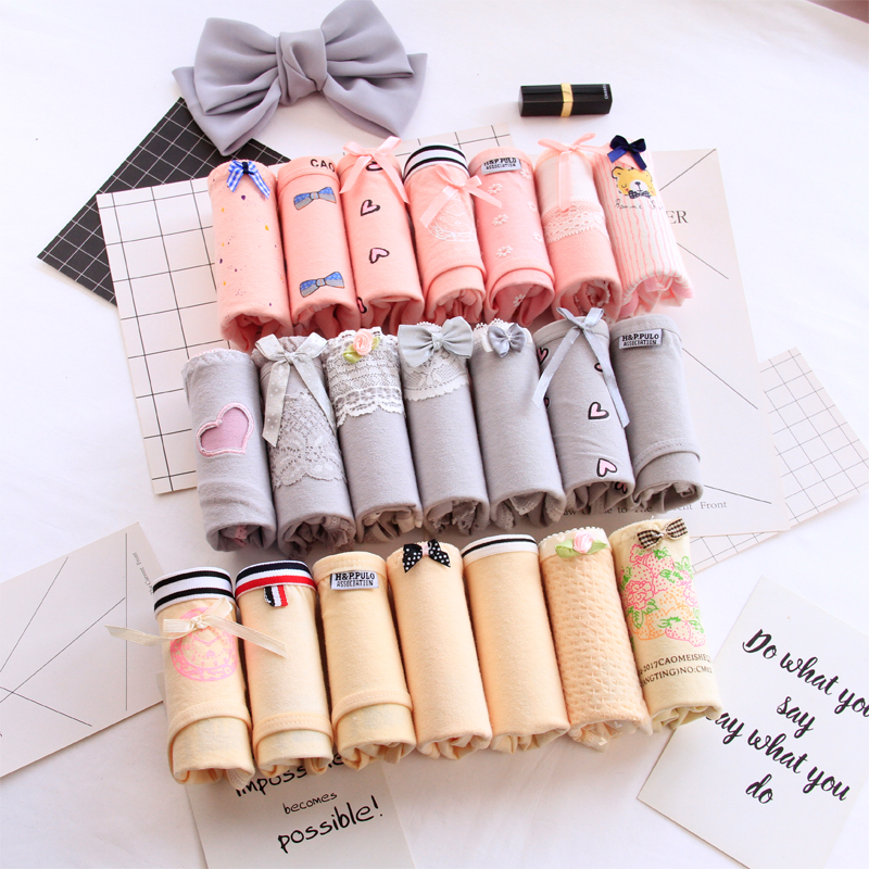 7 Pcs Girls underwear Sexy women pure cotton Underpants内裤