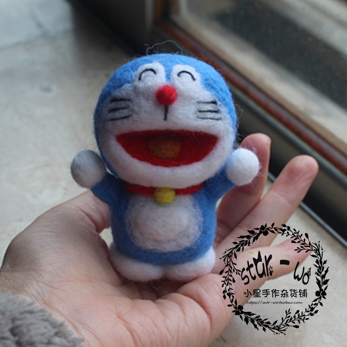 哆啦A梦机器猫小叮当羊毛毡戳戳乐防尘塞钥匙扣圈包挂件成品礼物