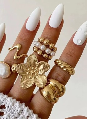 辣辣家欧美风复古金色海洋系列度假风女小众设计感高级气质百搭