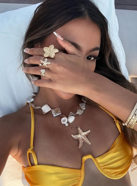 欧美风度假新款时尚ins风不规则海星吊坠项链女个性小众设计感
