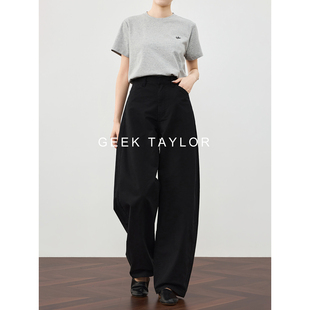 黑色弯刀裤 梨形救星 女香蕉裤 镰刀阔腿裤 GEEK 休闲长裤 TAYLOR