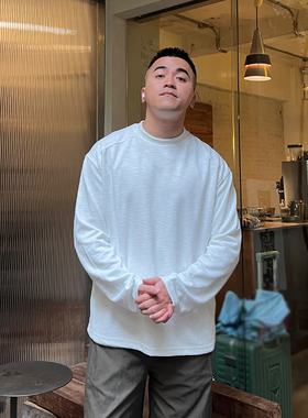 FFMR「竹节棉 插肩立体T恤」2025秋冬舒适圆领宽松百搭长袖打底男