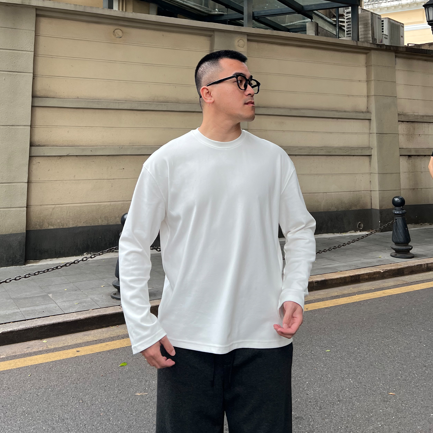 FFMR「莫代尔面膜打底T恤」2025秋冬纯色柔软圆领长袖打底衫上衣