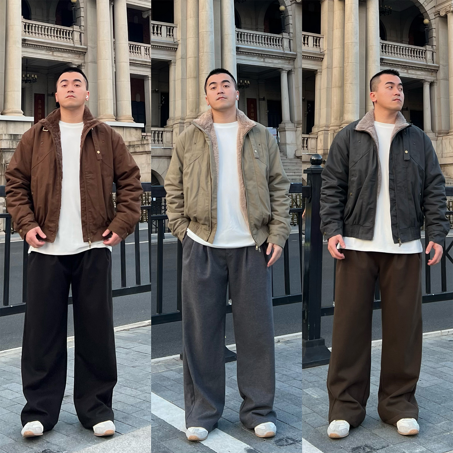 FFMR【皮革扣腰带双褶裤线毛呢裤】2025秋冬加厚宽松垂感休闲裤男