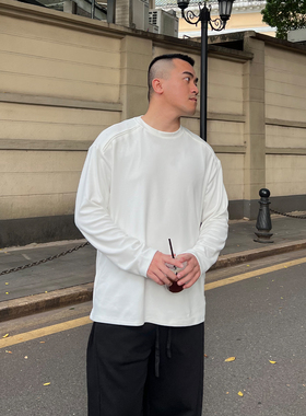FFMR「肩线破坏德绒打底」2025秋冬加厚宽松圆领T恤长袖上衣男款
