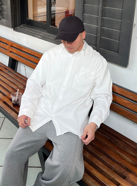 FFMR 「松弛感 口袋小设计」2025秋季休闲宽松衬衫白色衬衣外套男