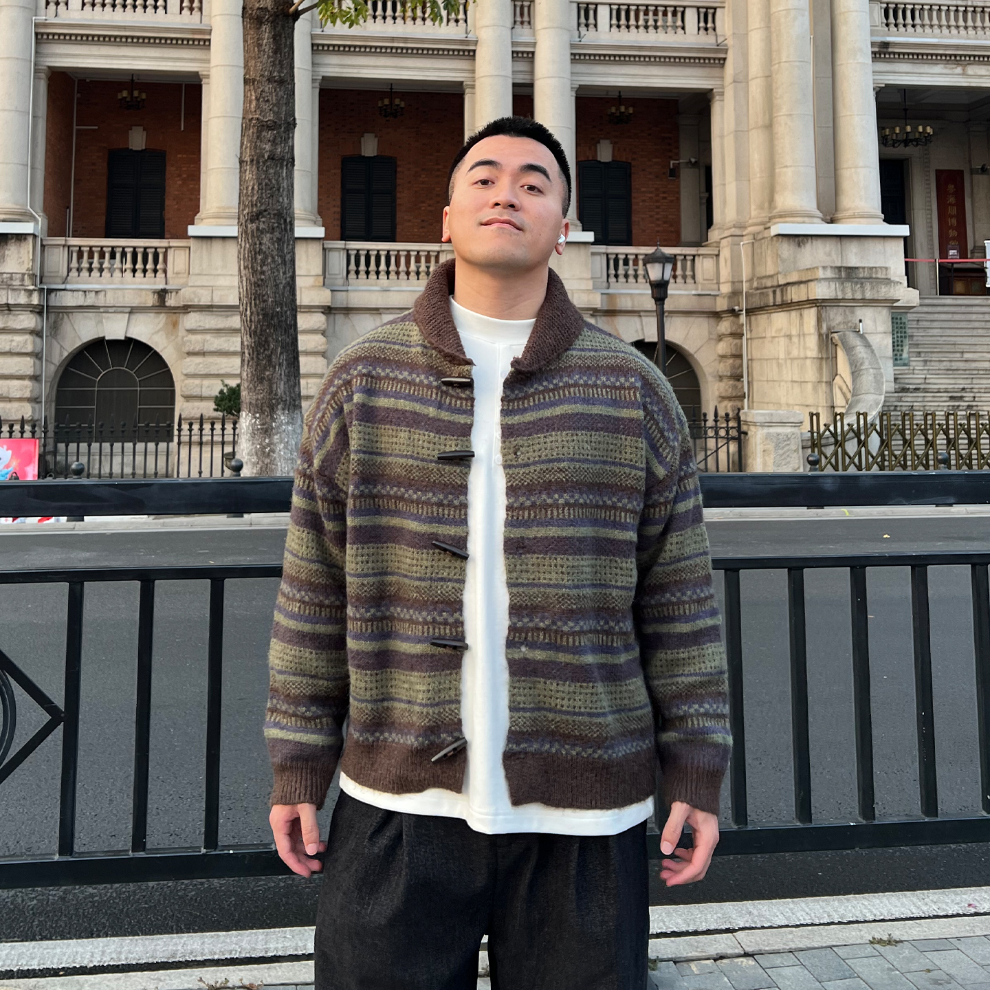 FFMR「牛角扣费尔岛质感毛衣」2025冬季复古慵懒风针织开衫外套男