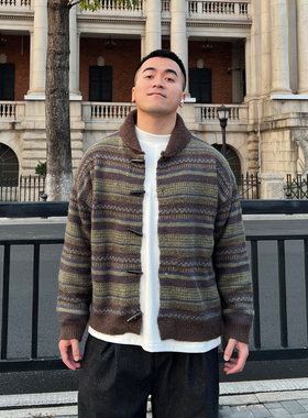 FFMR「牛角扣费尔岛质感毛衣」2025冬季复古慵懒风针织开衫外套男