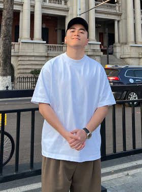 FFMR 重磅廓形330g破洞磨毛T恤男士2025夏季宽松美式小领口短袖男