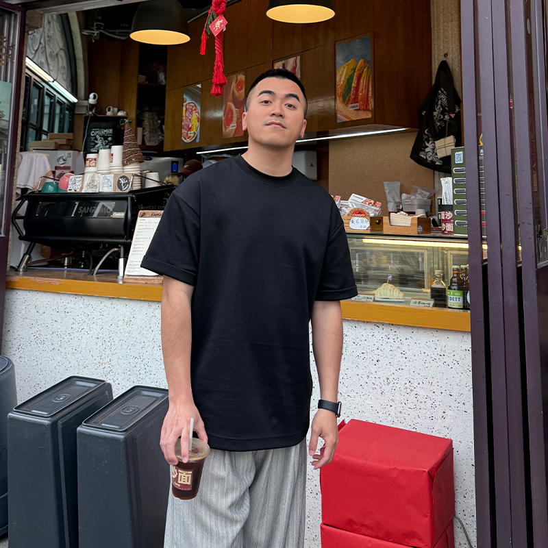 【夏季清仓 不售后】FFMR重磅300g圆领T恤男小领口美式五分袖短袖