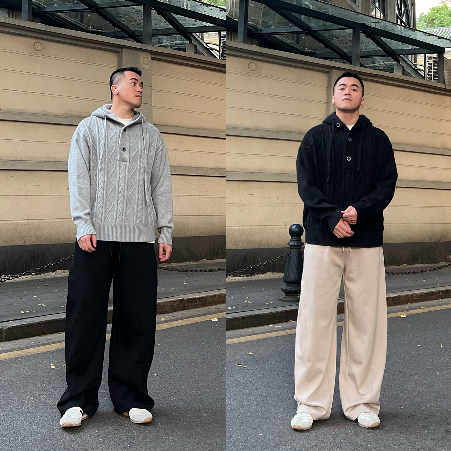 FFMR「弧形裤线显高弯刀裤」秋冬加厚垂感休闲裤男款宽松大码长裤