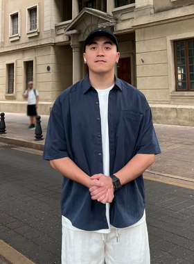 FFMR【莱赛尔亲肤透气】2026夏季复古压皱凉感宽松休闲开衫衬衫男