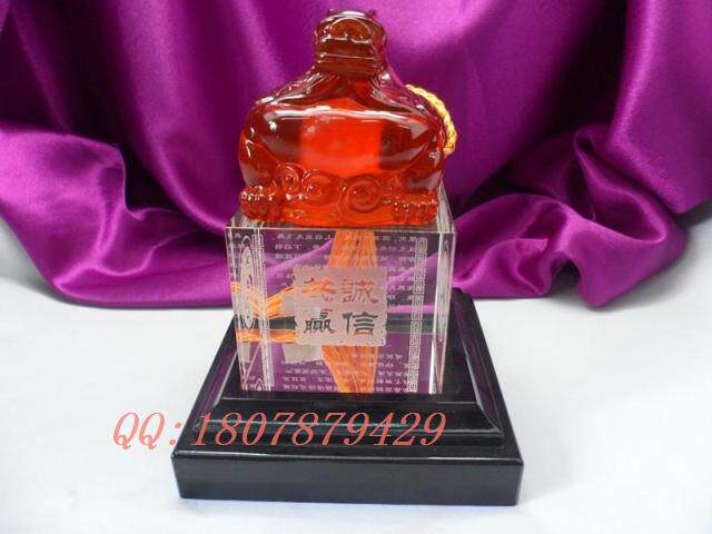 大号【诚信共赢】高档琉璃貔貅水晶印章 玉玺章 精品高档商务礼品