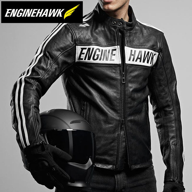 秋冬新款英国ENGINEHAWK摩托车机车复古防摔骑行防保暖夹克皮衣