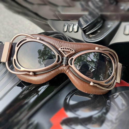 现货bobster复古风镜咖色摩托车