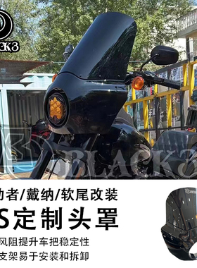 BLACK3哈雷883 X48 1200路威ST街霸改装风挡导流罩DS风格猪头罩