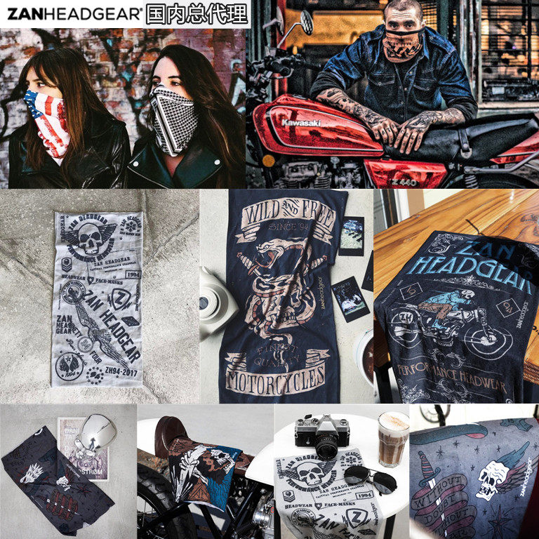 现货zan总代复古多功能骷髅哈雷面罩防风防尘骑行面巾围脖头巾黑
