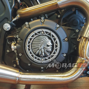 美产包邮印第安bobber侦察兵改装骷髅离合盖发动机装饰边盖电镀