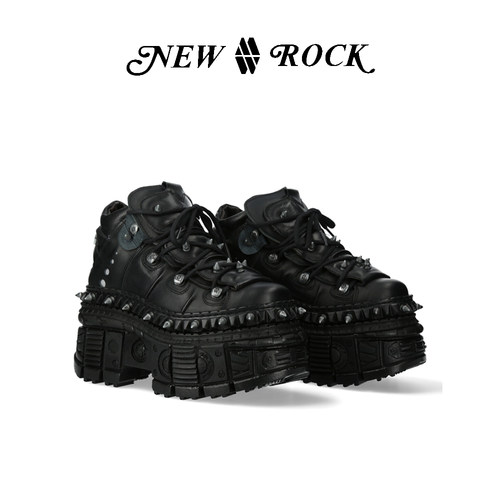 暗黑哥特金属铆钉坦克厚底休闲靴