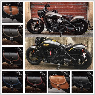 印第安BOBBER侦察兵机车牛皮复古小边包摇臂包随车杂物收纳包黑色