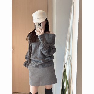 颓废家秋冬小女人纯欲风BI入毛呢插兜A字短裙显腿长高腰包臀半裙