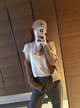 CHIA 秋冬款磨毛弹力棉品质短款短袖修身内搭可爱减龄t