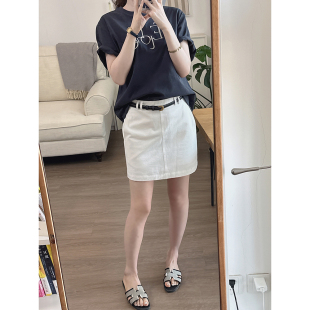 CHIA春夏新洗水棉布挺括有型 一生推简洁高智感穿搭百搭A字短裙